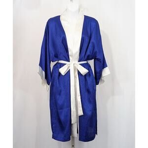 Vintage 90s Victoria's Secret Robe Gold Label Blue White Misses One Size New
